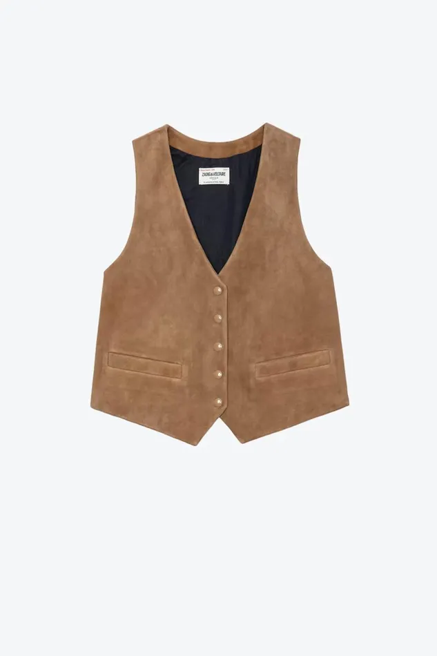 Zadig and Voltaire Jackets EM SUEDE VEST TAN 8211 Women Zadig and Voltaire Jackets EM SUEDE VEST TAN 8211 Women