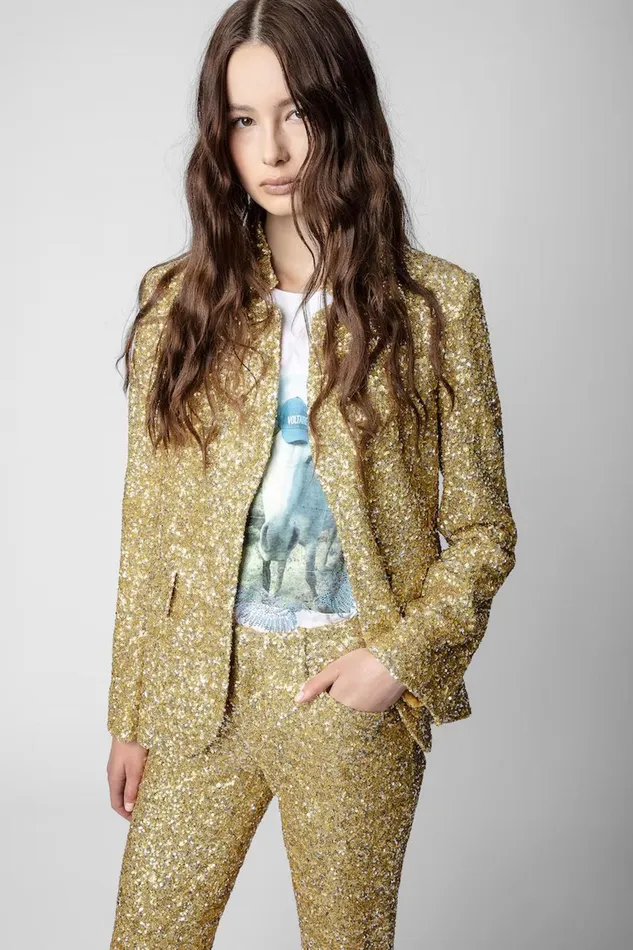 Zadig and Voltaire Jackets VERY SEQUIN JKT BUTTERCUP 8211 Women Zadig and Voltaire Jackets VERY SEQUIN JKT BUTTERCUP 8211 Women