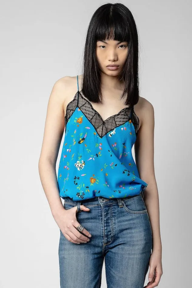 Zadig and Voltaire Shirts and Tops CHRISTY CREPE UMA AZUR 8211 Women