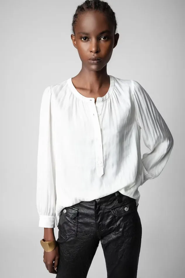 Zadig and Voltaire Shirts and Tops TECK SATIN RAYE OFF WHITE 8211 Women
