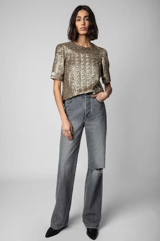 Zadig and Voltaire Shirts and Tops TOYSSE SEQUIN BRONZE 8211 Women Zadig and Voltaire Shirts and Tops TOYSSE SEQUIN BRONZE 8211 Women