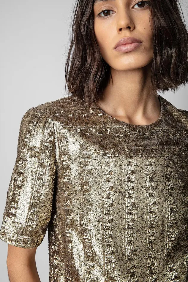 Zadig and Voltaire Shirts and Tops TOYSSE SEQUIN BRONZE 8211 Women Zadig and Voltaire Shirts and Tops TOYSSE SEQUIN BRONZE 8211 Women