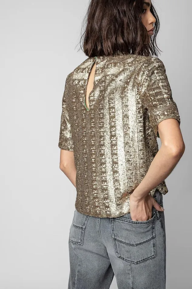 Zadig and Voltaire Shirts and Tops TOYSSE SEQUIN BRONZE 8211 Women Zadig and Voltaire Shirts and Tops TOYSSE SEQUIN BRONZE 8211 Women