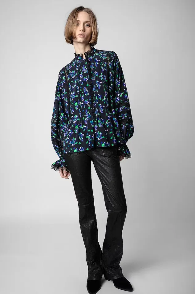 Zadig and Voltaire Shirts and Tops TRITELIA BIANCA FLOWER BLACK MIX 8211 Women