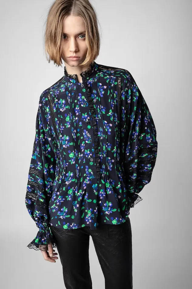 Zadig and Voltaire Shirts and Tops TRITELIA BIANCA FLOWER BLACK MIX 8211 Women Zadig and Voltaire Shirts and Tops TRITELIA BIANCA FLOWER BLACK MIX 8211 Women