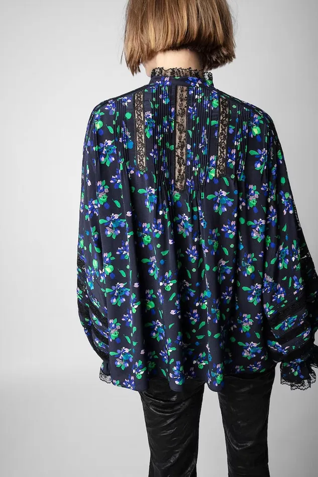 Zadig and Voltaire Shirts and Tops TRITELIA BIANCA FLOWER BLACK MIX 8211 Women Zadig and Voltaire Shirts and Tops TRITELIA BIANCA FLOWER BLACK MIX 8211 Women