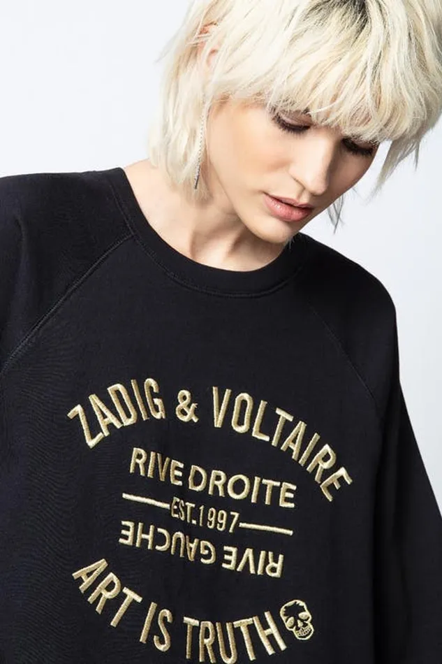 Zadig and Voltaire Sweaters and Knitwear UPPER BLASON BRODE SWEATER BLACK 8211 Women Zadig and Voltaire Sweaters and Knitwear UPPER BLASON BRODE SWEATER BLACK 8211 Women