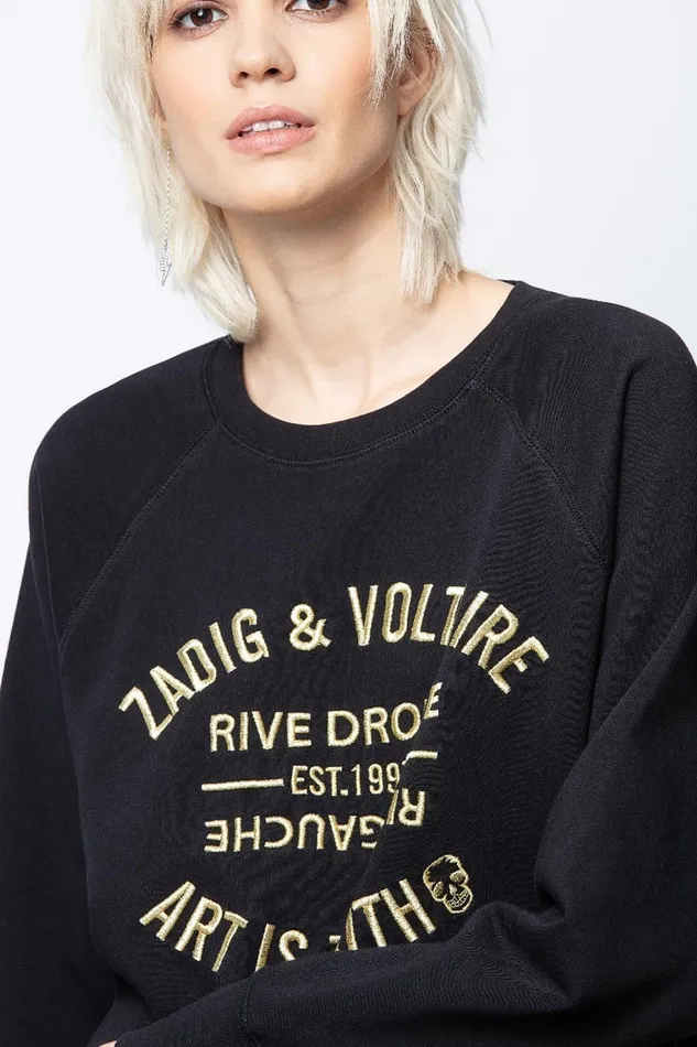 Zadig and Voltaire Sweaters and Knitwear UPPER BLASON BRODE SWEATER BLACK 8211 Women Zadig and Voltaire Sweaters and Knitwear UPPER BLASON BRODE SWEATER BLACK 8211 Women