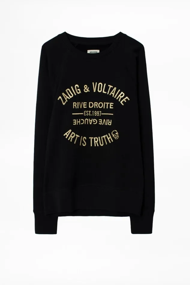 Zadig and Voltaire Sweaters and Knitwear UPPER BLASON BRODE SWEATER BLACK 8211 Women Zadig and Voltaire Sweaters and Knitwear UPPER BLASON BRODE SWEATER BLACK 8211 Women