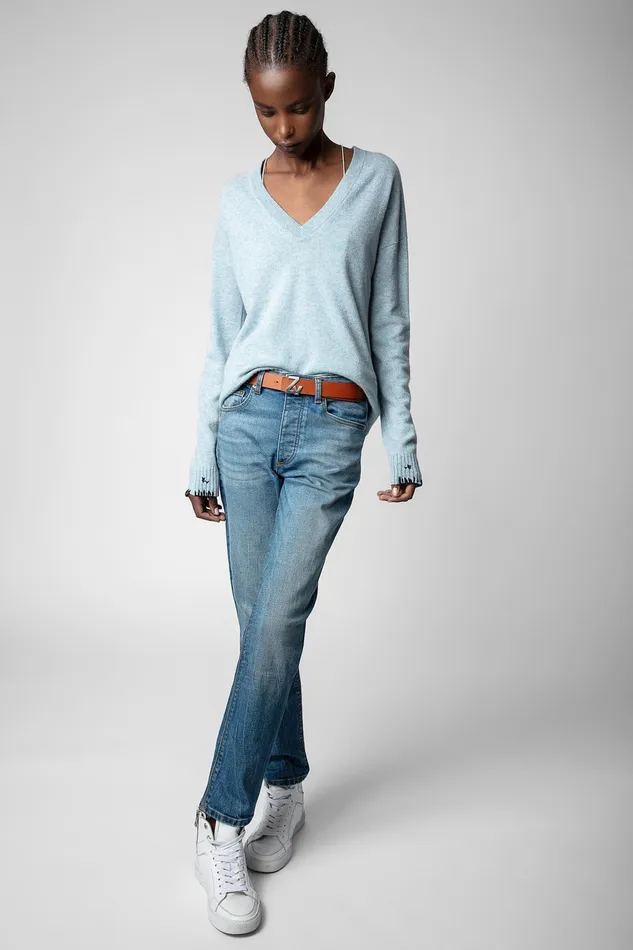 Zadig and Voltaire Sweaters and Knitwear VIVI PATCH DESTROY DENIM 8211 Women