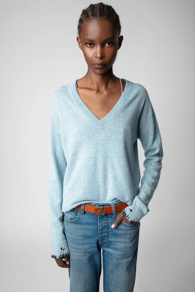Zadig and Voltaire Sweaters and Knitwear VIVI PATCH DESTROY DENIM 8211 Women Zadig and Voltaire Sweaters and Knitwear VIVI PATCH DESTROY DENIM 8211 Women