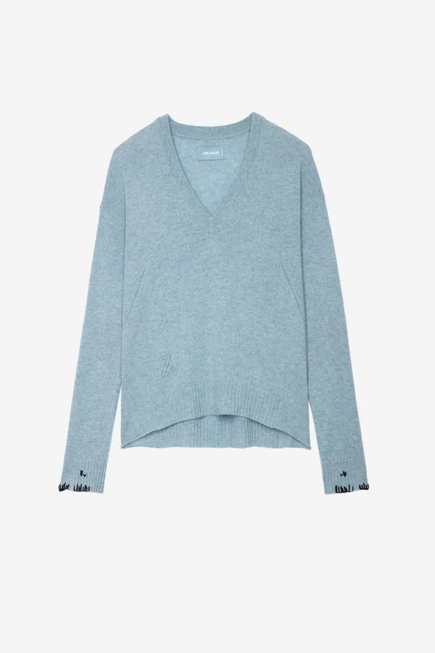 Zadig and Voltaire Sweaters and Knitwear VIVI PATCH DESTROY DENIM 8211 Women Zadig and Voltaire Sweaters and Knitwear VIVI PATCH DESTROY DENIM 8211 Women